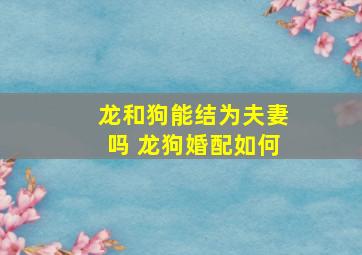 龙和狗能结为夫妻吗 龙狗婚配如何